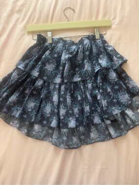 LoveShackFancy RARE Navy/Purple Ruffle Mini Skirt with Bows and Flowers